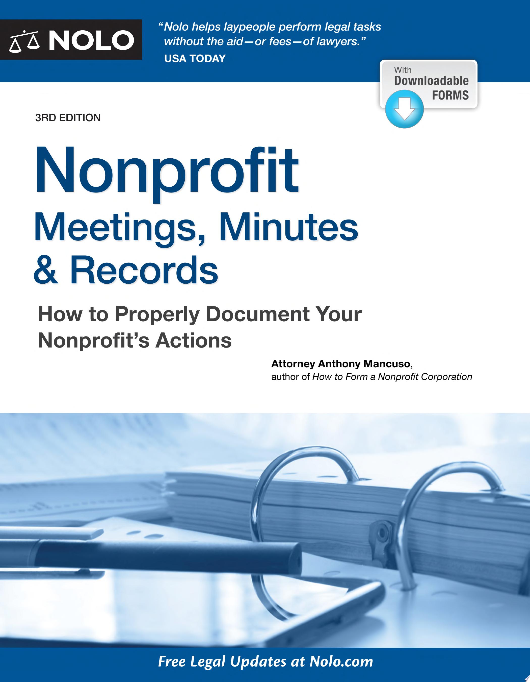 Image for "Nonprofit Meetings, Minutes &amp; Records"