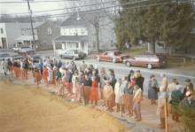Awaiting the groundbreaking for the library and the police station in February 1991.