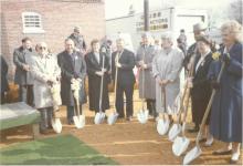 Local dignitaries, including former dignitary Linda Brammer (third from left) prepare for the groundbreaking in February 1991. 