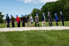 Official Groundbreaking Shovel Photo showing the CCPL Board of Trustees digging into the earth