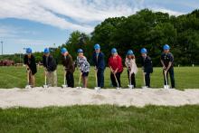 New NE Branch Library Design and Construction Team during groundbreaking ceremony with shovels in hand
