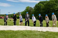 Town of North East Team during groundbreaking ceremony with shovels in hand