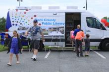 Bookmobile with Renderings of the new Library
